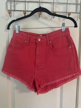 Lee Coral Pink High Waist Frayed Hem Short Shorts